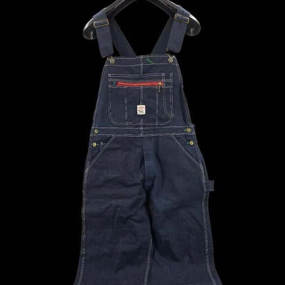 NWT Pointer carpenter bib overalls low back Size 34x29 blue work wear vintage - Picture 1 of 13